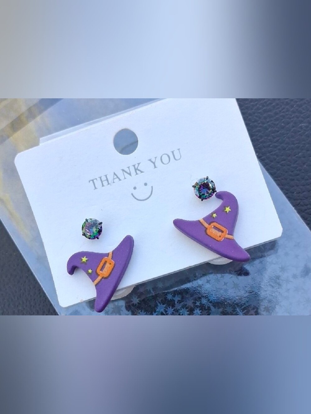 $8 Each Or Bundle 5/$20 Purple Witch Hat and Multicolored Gem Kids Earrings